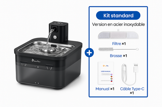 Fontaine à Eau Automatique pour Chat en Inox – 2,5L Sans Fil avec Capteur & Batterie – Ultra Silencieuse avec Filtration Avancée