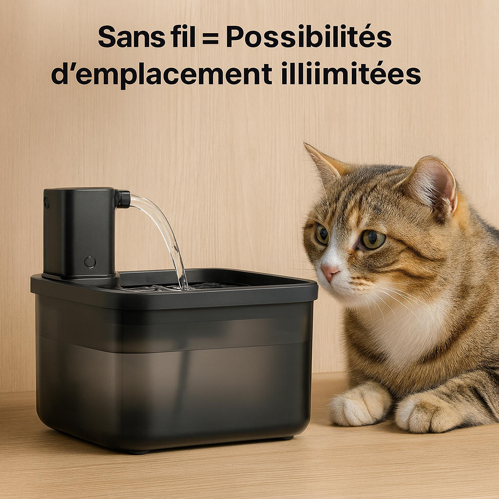 Fontaine à Eau Automatique pour Chat en Inox – 2,5L Sans Fil avec Capteur & Batterie – Ultra Silencieuse avec Filtration Avancée