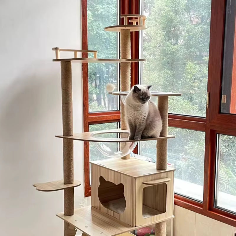 Cat Tree Sisal Rope Cat Tower Cat Scrapers Scratching Post for Cats Toys for Cat Grinding Paws Multi-Level Cat Climbing Frame