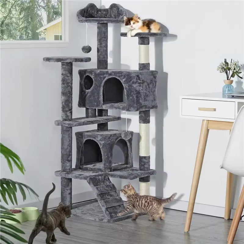 Large Cat House for for Kittens & Cat Tree Cat Tower Condo with 2 Condos Scratching Posts Large Cat House for for Kittens & Cats