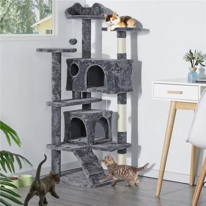 Large Cat House for for Kittens & Cat Tree Cat Tower Condo with 2 Condos Scratching Posts Large Cat House for for Kittens & Cats