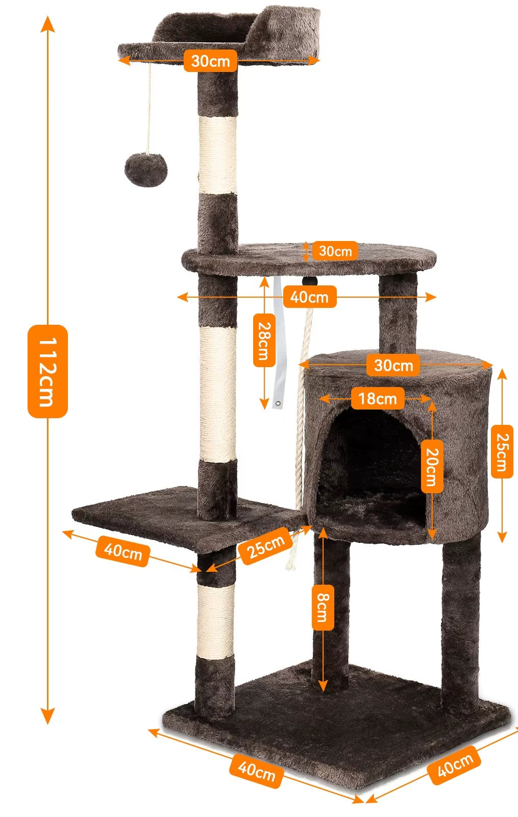 Cat Trees Cat Climbing Frame for Indoor Cats Multi-Level with Scratching Posts Cat Tower Padded Top Perches and Condo
