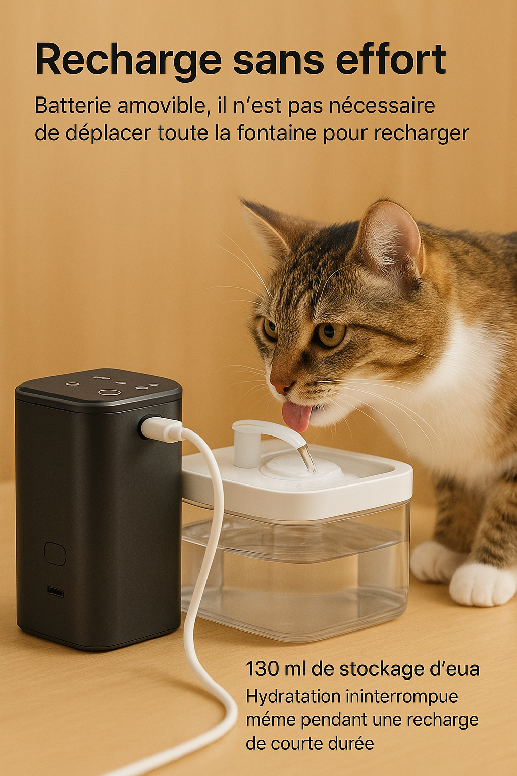 Fontaine à Eau Automatique pour Chat en Inox – 2,5L Sans Fil avec Capteur & Batterie – Ultra Silencieuse avec Filtration Avancée