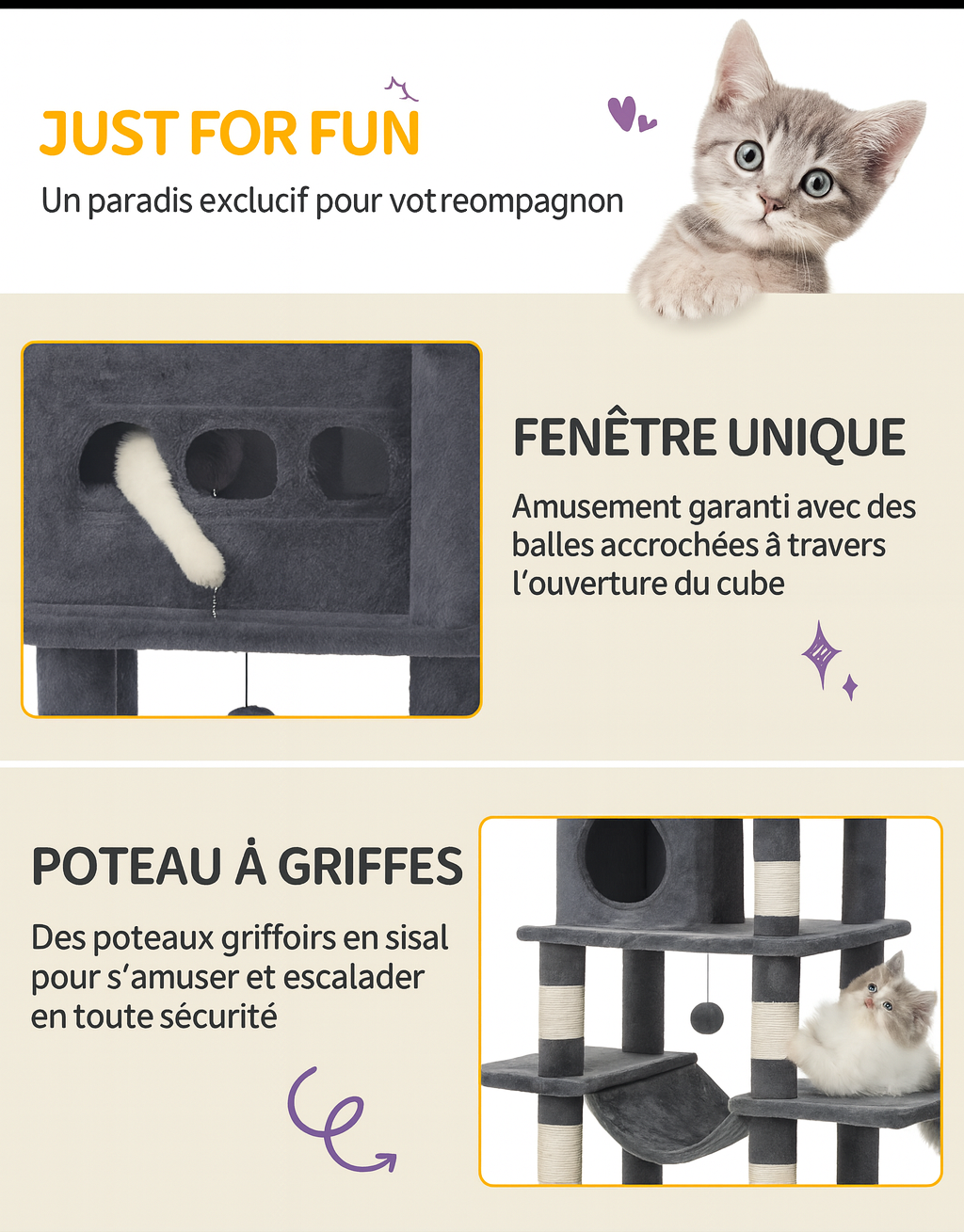 Arbre à Chat 210 cm XXL – Tour Multi-Niveaux avec Condos, Hamac, Griffoirs Sisal, Panier Haut & Pompons de Rechange