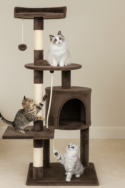Arbre à Chat Multi-Niveaux 112cm – Cadre Compact avec Griffoirs Sisal, Condo, Plateformes & Jouet Suspendu