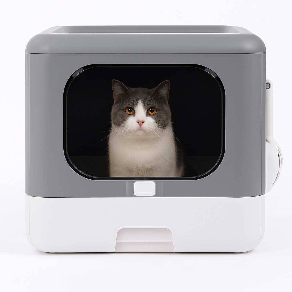 Bac à Litière Fermé pour Chat – Pliable avec Pelle, Double Entrée, Tiroir Nettoyage Facile & Filtration Anti-Odeurs