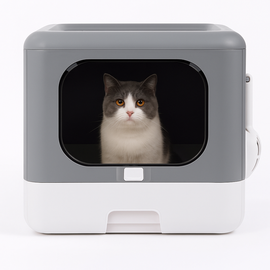 Bac à Litière Fermé pour Chat – Pliable avec Pelle, Double Entrée, Tiroir Nettoyage Facile & Filtration Anti-Odeurs