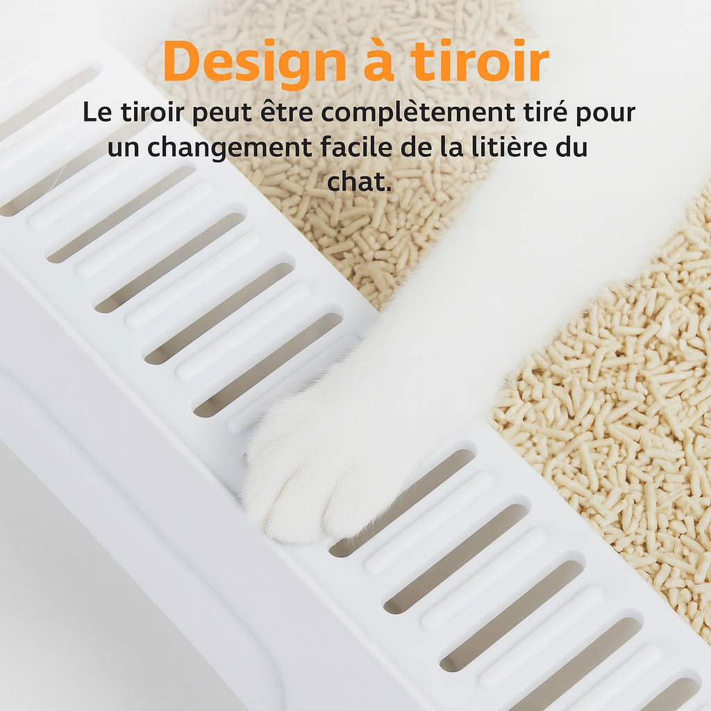 Bac à Litière Fermé pour Chat – Pliable avec Pelle, Double Entrée, Tiroir Nettoyage Facile & Filtration Anti-Odeurs