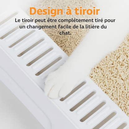 Bac à Litière Fermé pour Chat – Pliable avec Pelle, Double Entrée, Tiroir Nettoyage Facile & Filtration Anti-Odeurs