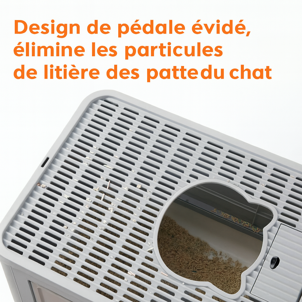 Bac à Litière Pliable pour Chat – Double Entrée, Tiroir Nettoyage Facile, Massageur Intégré & Pelle Incluse