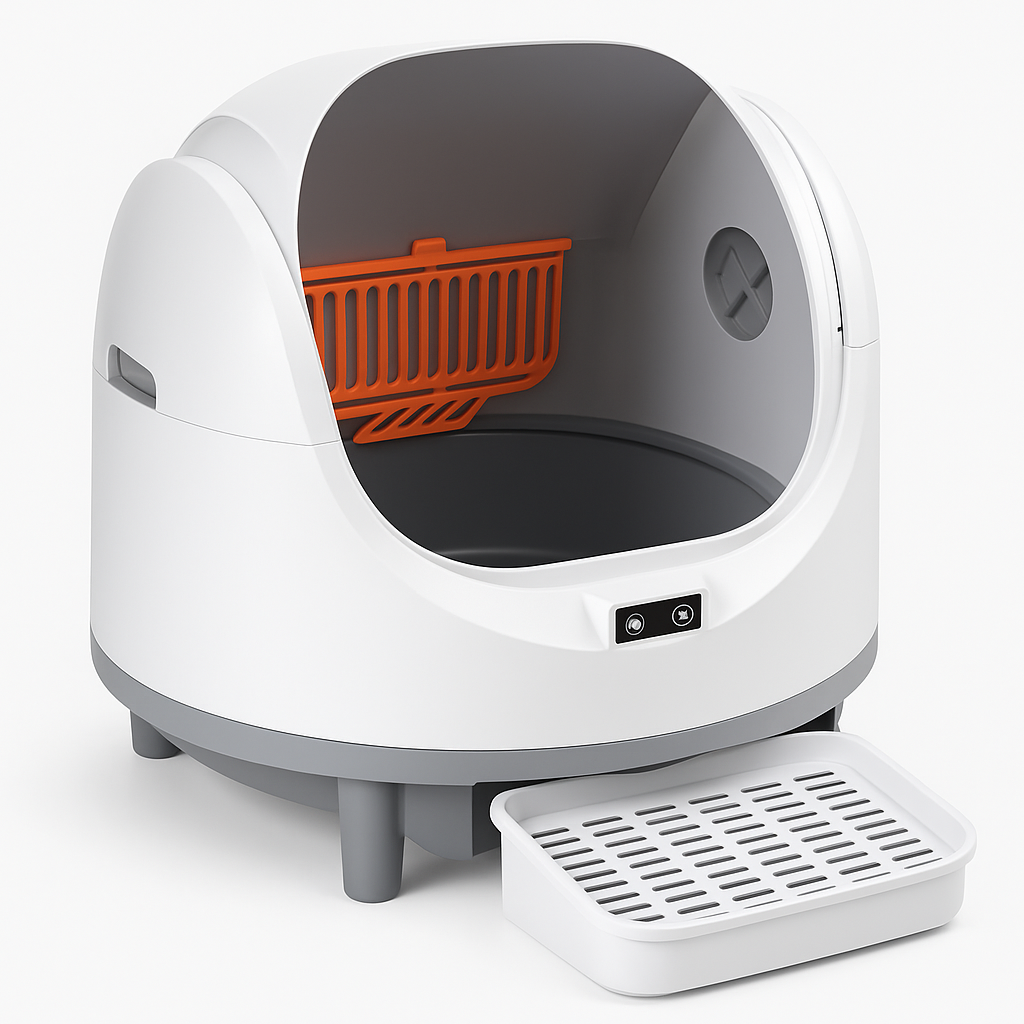 Litière Autonettoyante Connectée pour Chats – Grand Bac Ouvert avec Application, Ultra Silencieuse, Sécurisée et Idéale Multi-Chats