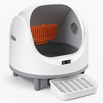 Litière Autonettoyante Connectée pour Chats – Grand Bac Ouvert avec Application, Ultra Silencieuse, Sécurisée et Idéale Multi-Chats