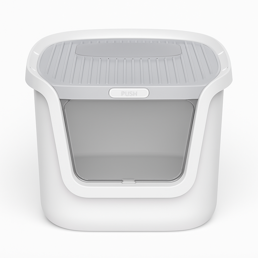 Bac à Litière Fermé pour Chat – Très Grand Espace, Double Accès, Couvercle Relevable & Filtration Anti-Odeur