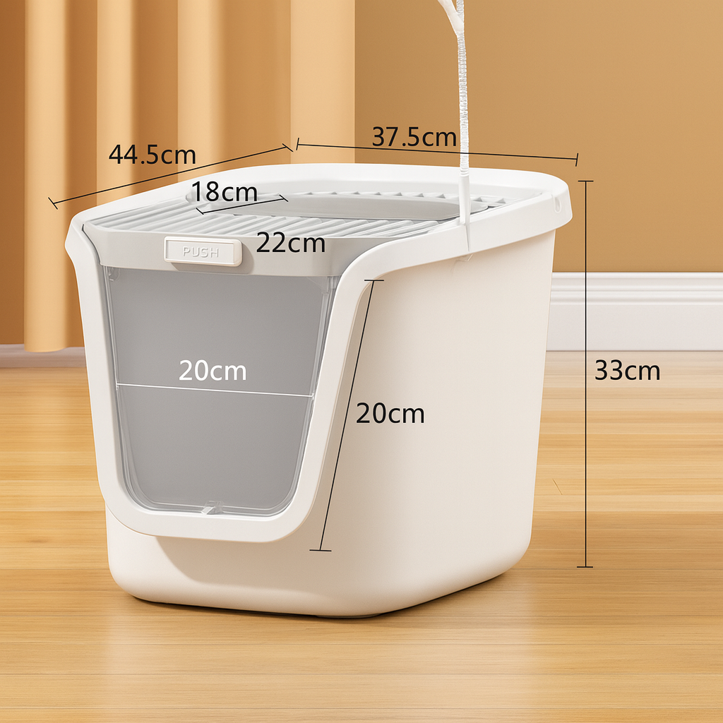 Bac à Litière Fermé pour Chat – Très Grand Espace, Double Accès, Couvercle Relevable & Filtration Anti-Odeur