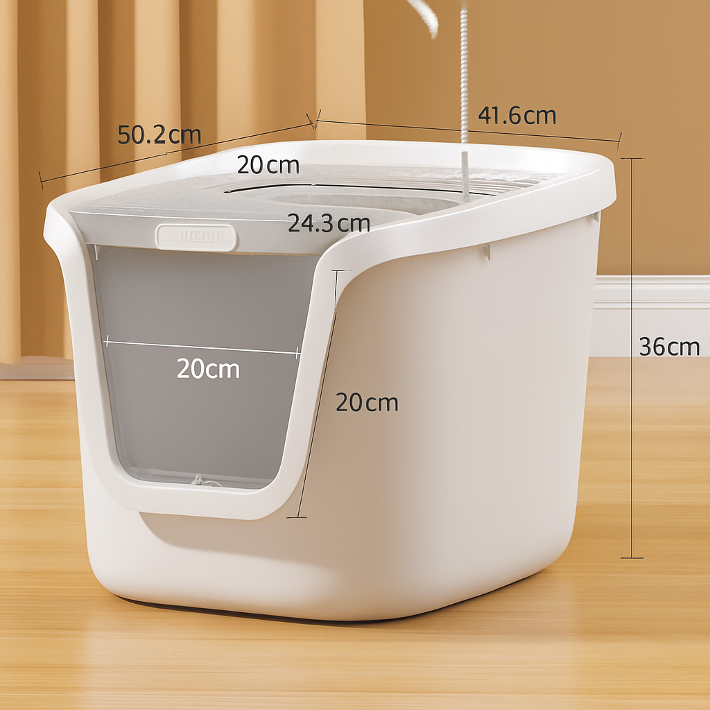 Bac à Litière Fermé pour Chat – Très Grand Espace, Double Accès, Couvercle Relevable & Filtration Anti-Odeur