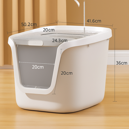 Bac à Litière Fermé pour Chat – Très Grand Espace, Double Accès, Couvercle Relevable & Filtration Anti-Odeur