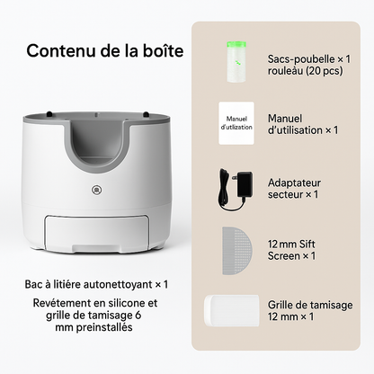 Litière Automatique pour Chat 11L – Autonettoyante, Silencieuse, Sécurisée et Idéale pour Plusieurs Chats