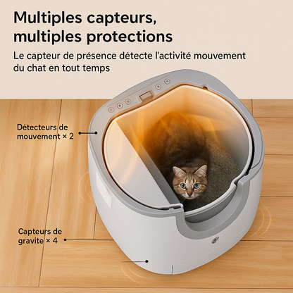 Litière Automatique pour Chat 11L – Autonettoyante, Silencieuse, Sécurisée et Idéale pour Plusieurs Chats