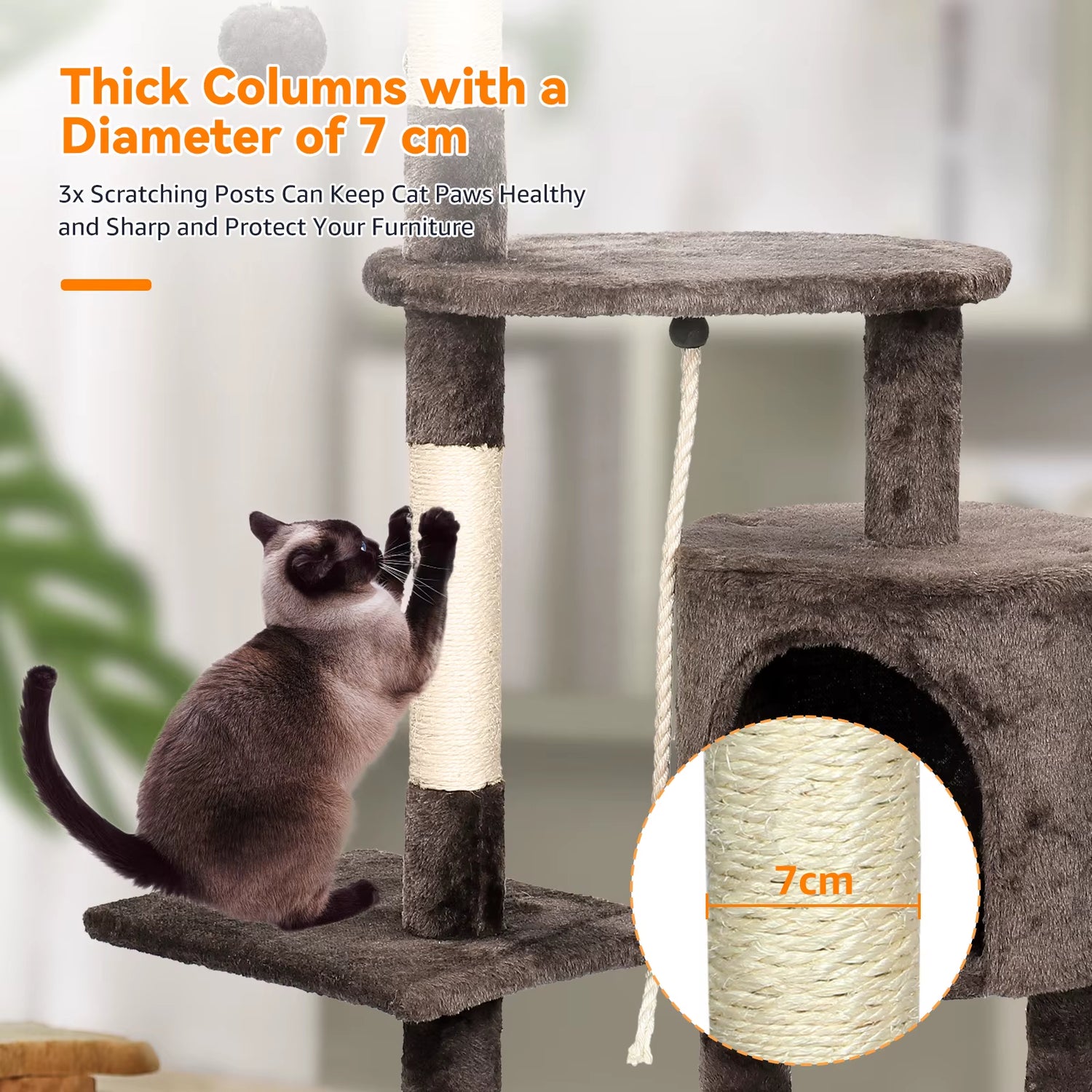 Cat Trees Cat Climbing Frame for Indoor Cats Multi-Level with Scratching Posts Cat Tower Padded Top Perches and Condo