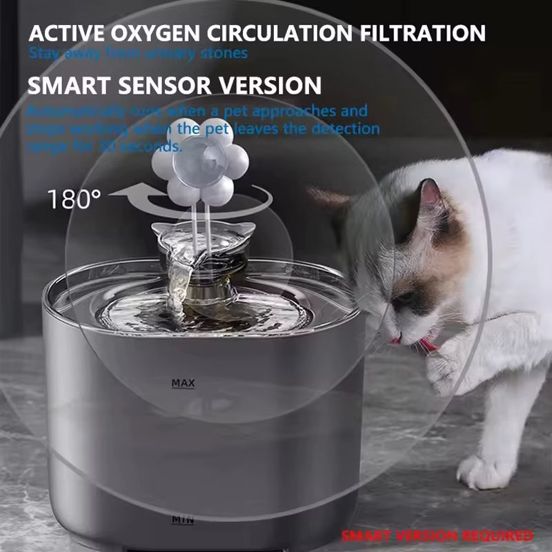 Automatic Pet Water Fountain, Cat Water Dispenser, 1 Replacement Filter for Cats and Dogs, 84Oz, 2.5L