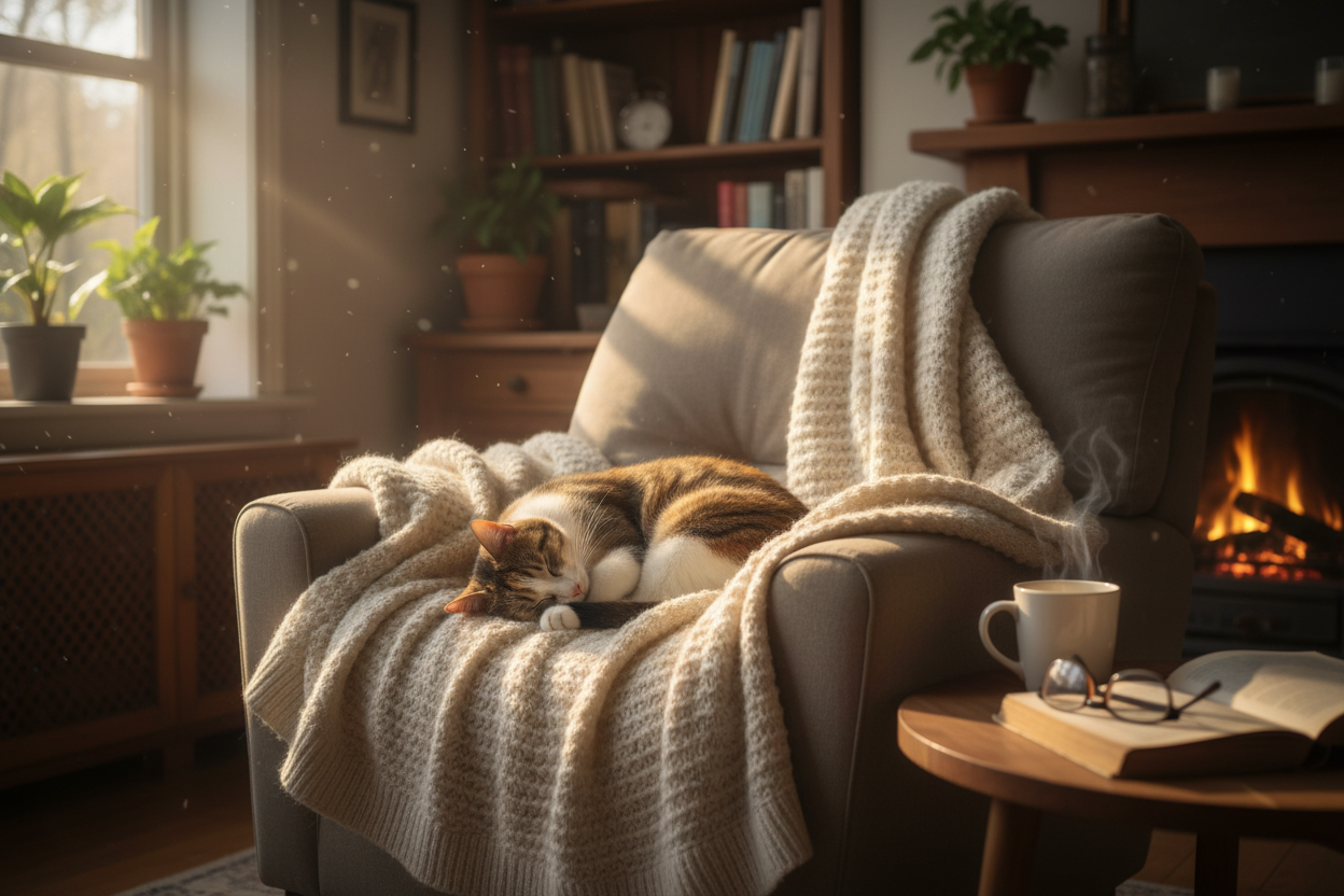 chat qui dors dans une maison causi
