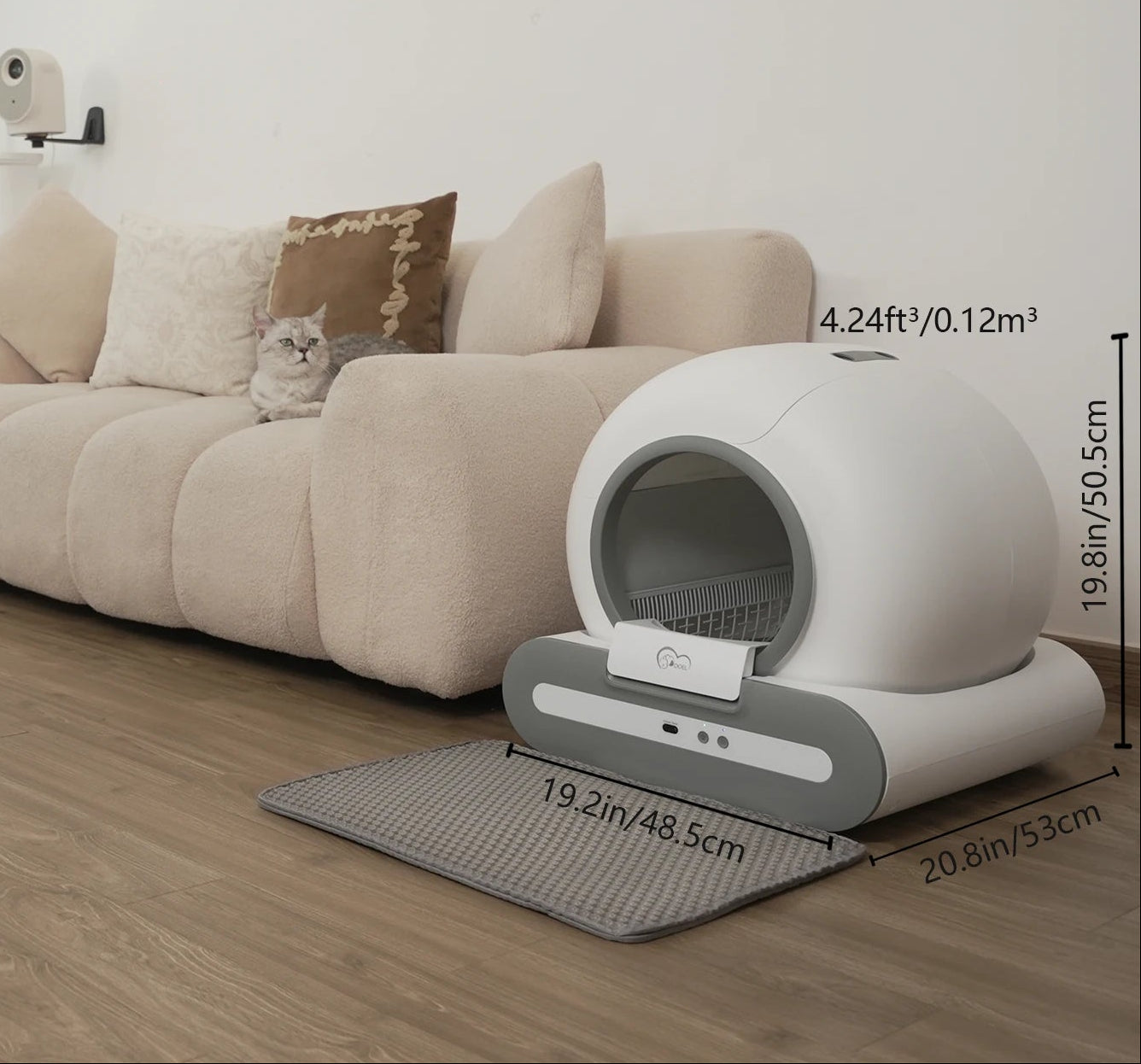 65L Self-Cleaning Cat Litter Box App Control, ONLY Supports 2.4G Wifi W/Litter Mat&Trash Bags, Fit for Tofu & Mixed Litter